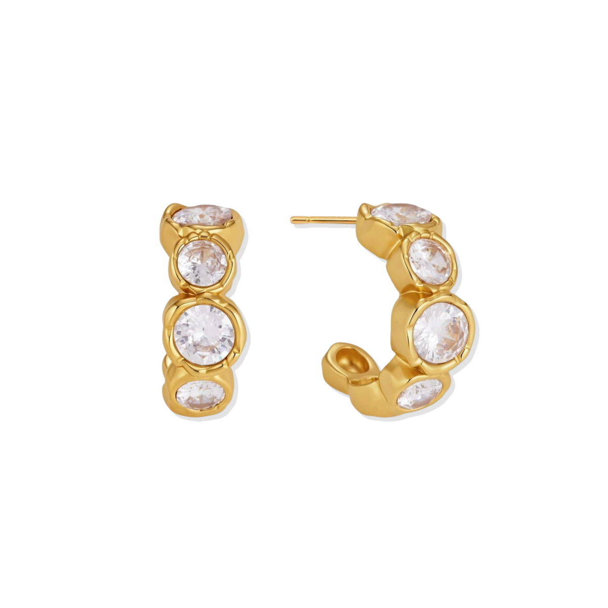Bezel Spark Golden Hoops
