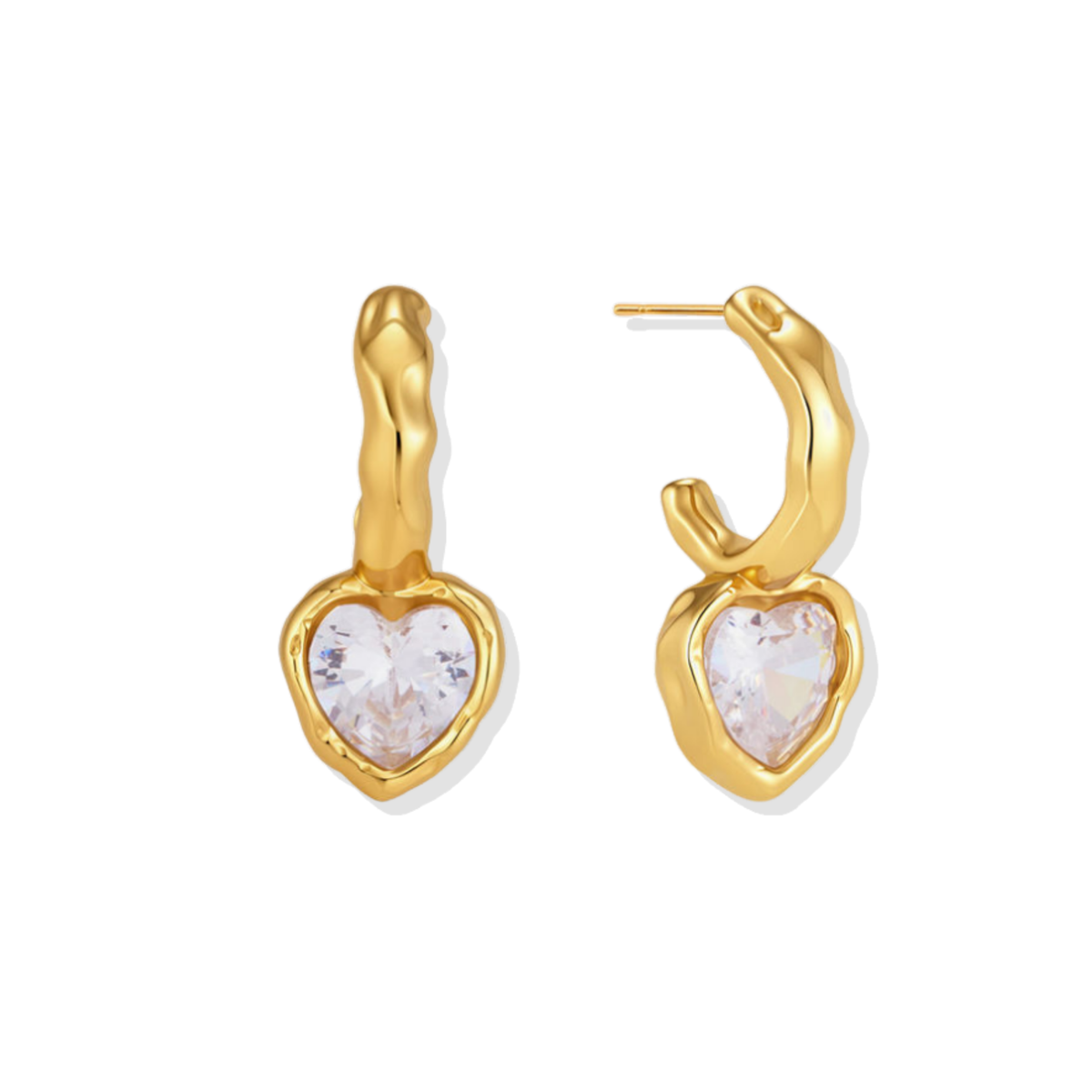 Heart Drop Golden Hoops