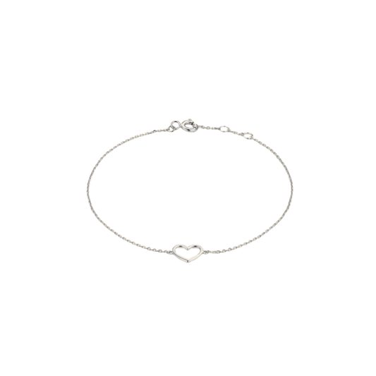 SILVER OUTLINED HEART BRACELET