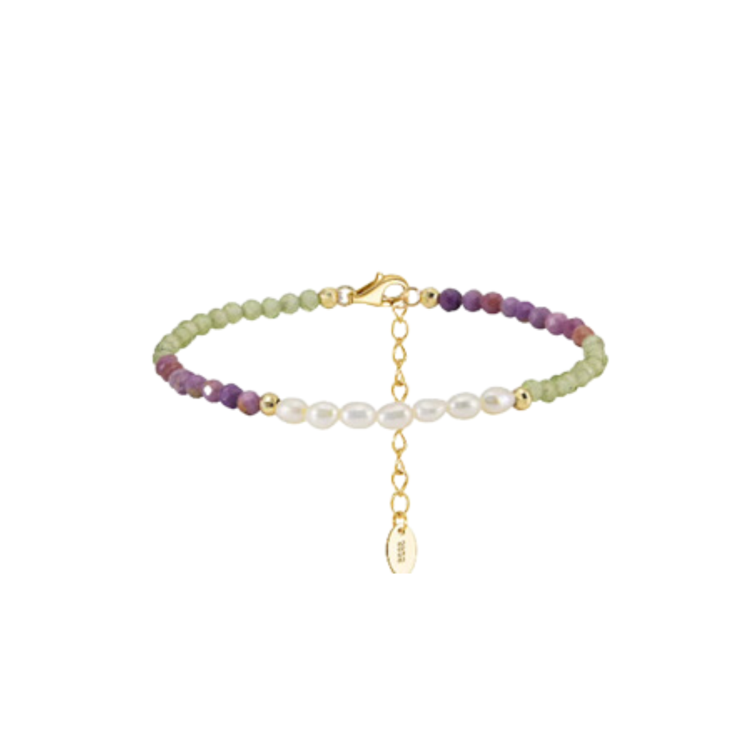 GREEN AND PURPLE PEARL BRACELET