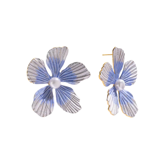 Dual Blue Flower Earrings