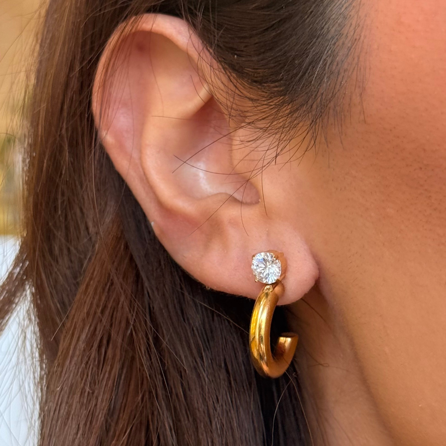 Small Spark Top Golden Hoops