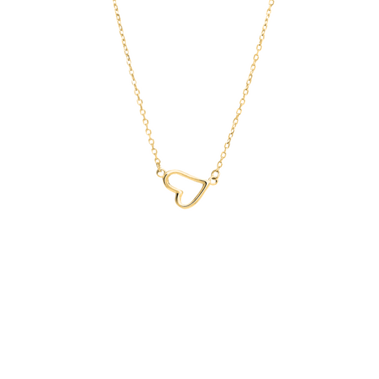 Gold Heart Outline Necklace