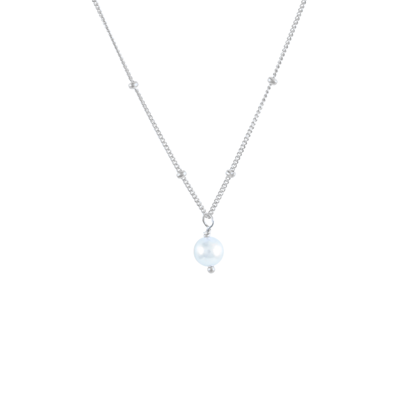 Clasic Silver Pearl Necklace