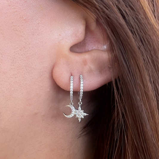 Moon and star silver huggies