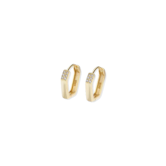 Oval Squared Top Gold Hoops