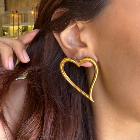 Outline heart chunky earrings