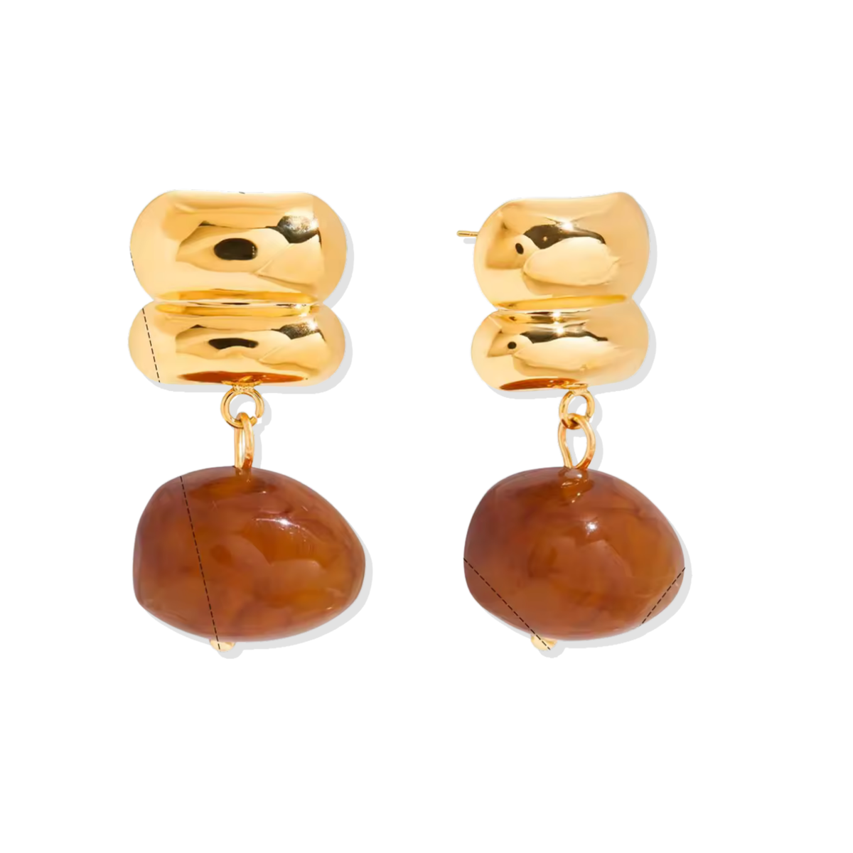Brown Stone Golden Earrings
