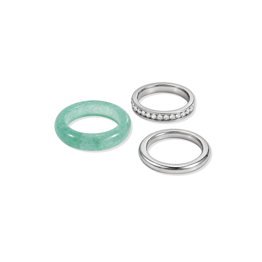 Triple Silver Ring Diana Aqua