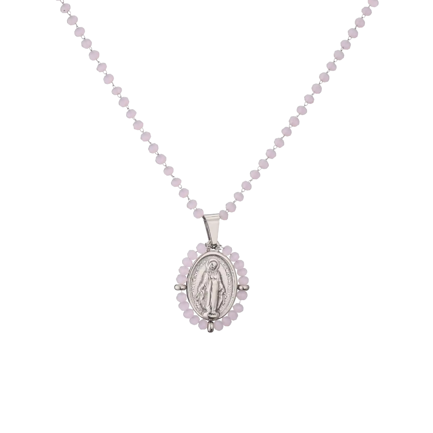 Rosary Silver Pink