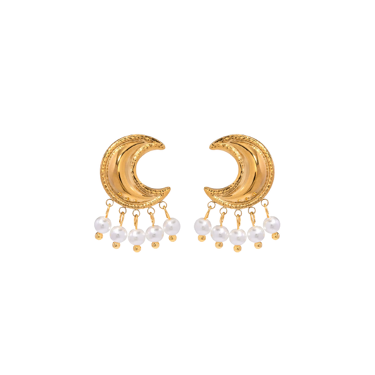 GOLDEN MOON PEARL EARRINGS