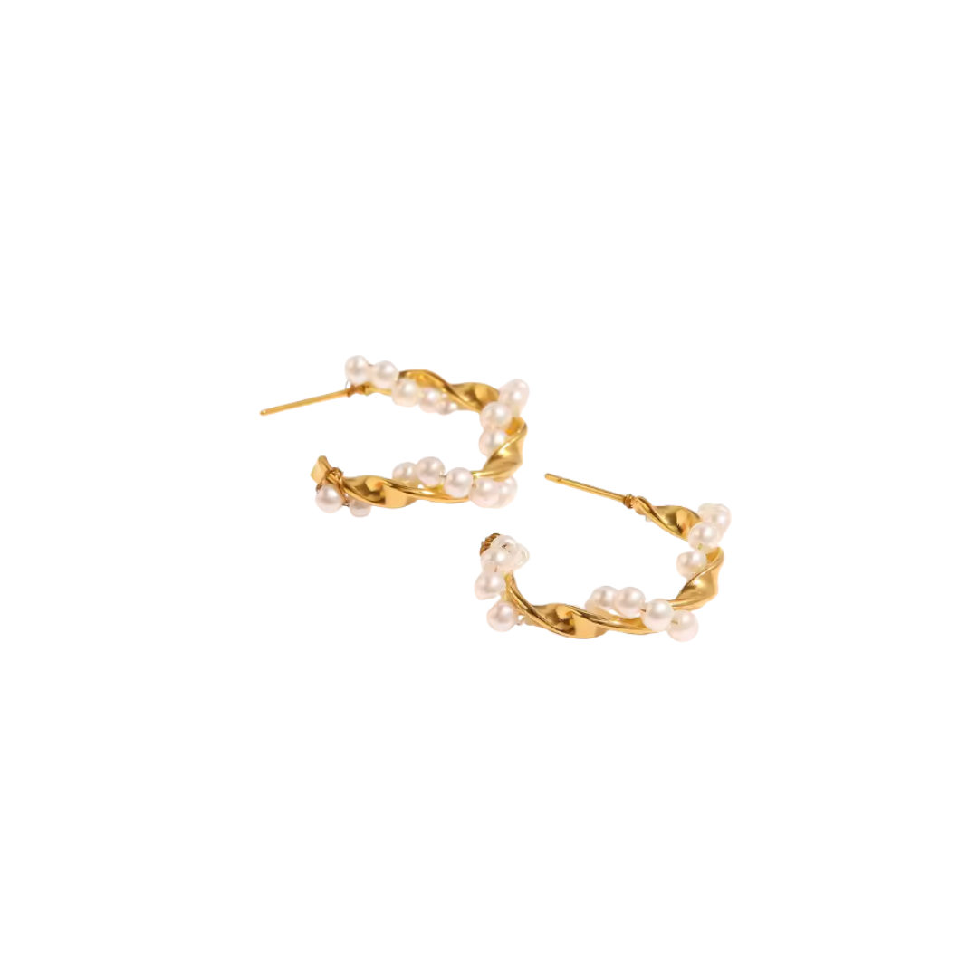 CURLY PEARL HOOPS