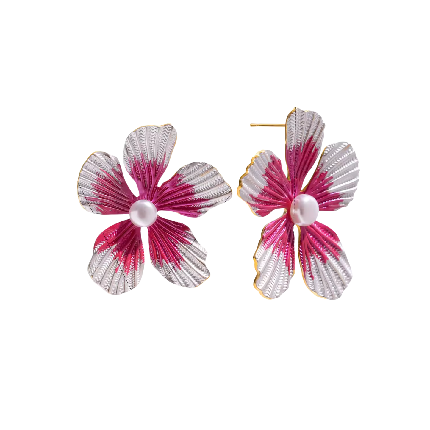 Dual Pink Flower Earrings