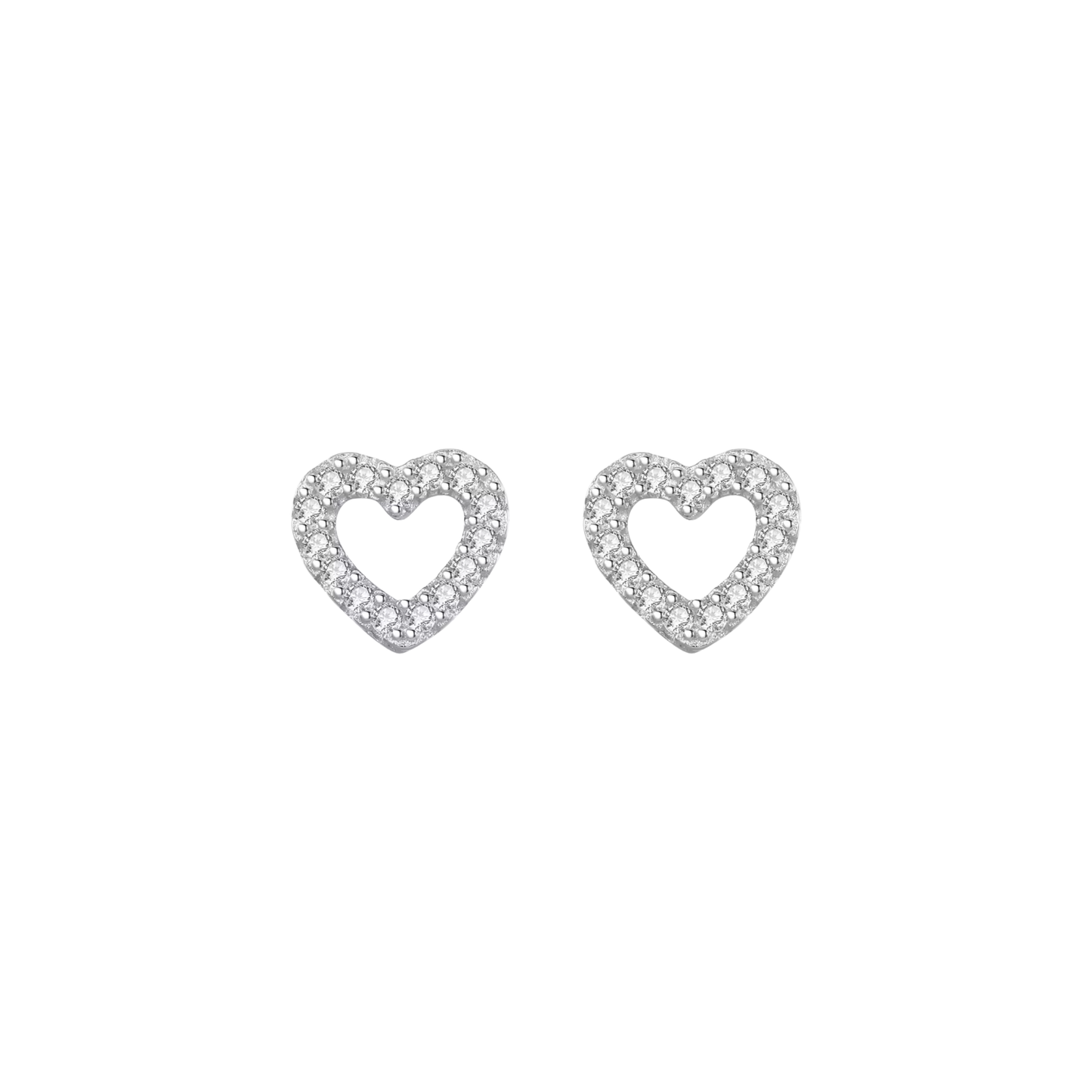 Outline Spark Heart Silver Studs