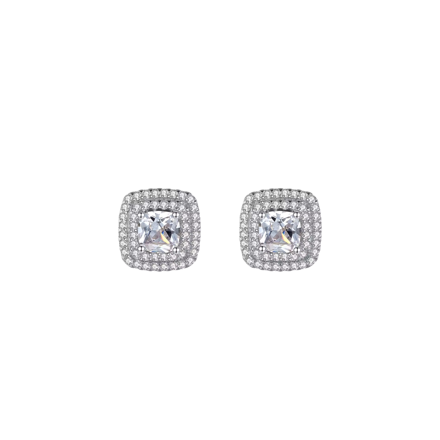 Squared Silver Pave Spark Studs