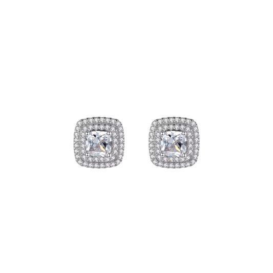 Squared Silver Pave Spark Studs