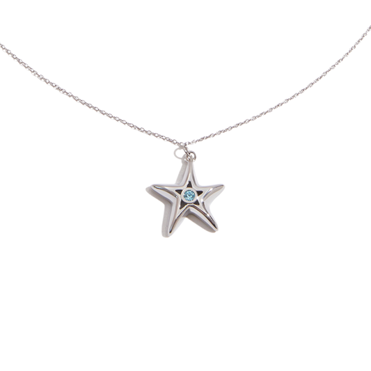 Silver Blue Star Necklace