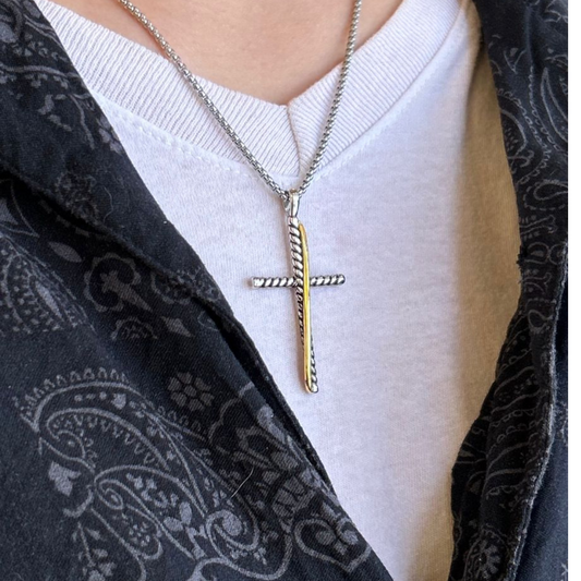 David long cross dual necklace