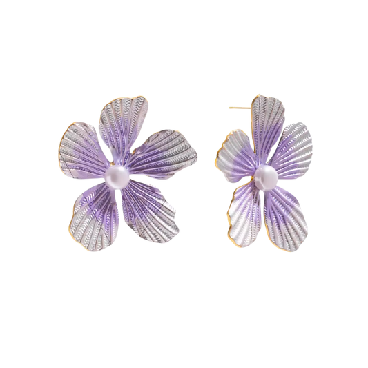 Dual Lilac Flower Earrings