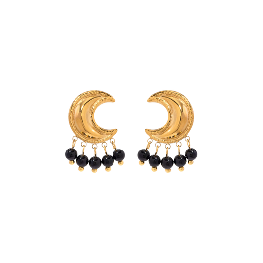 GOLDEN MOON ONYX EARRINGS