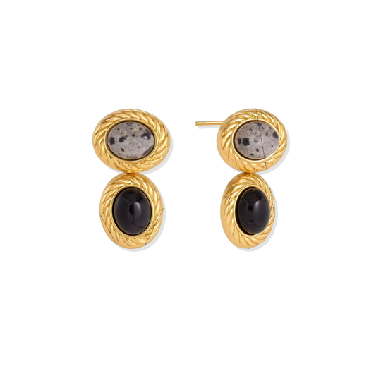 Black Shell Golden Earrings