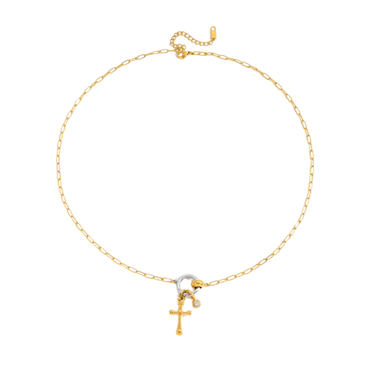 Cross Drop Dual Necklace