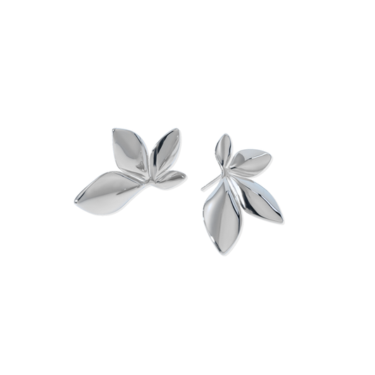 Silver Half Leaf Earrings