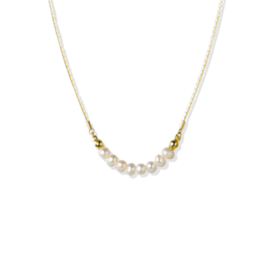 Golden Necklace Multi Pearl