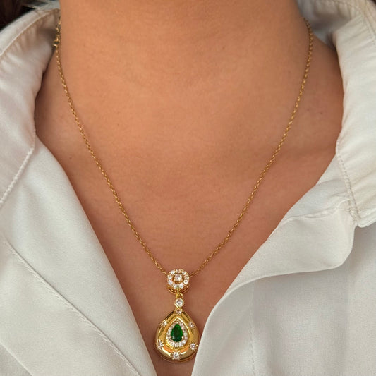 Golden Green Drop Necklace