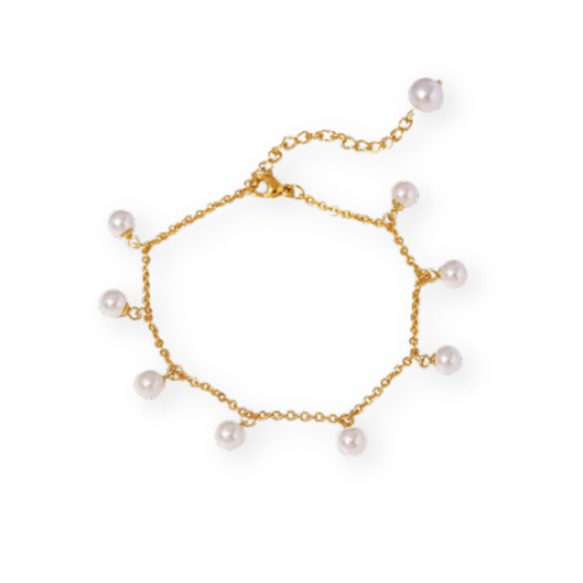 Multi Pearl Golden Anklet