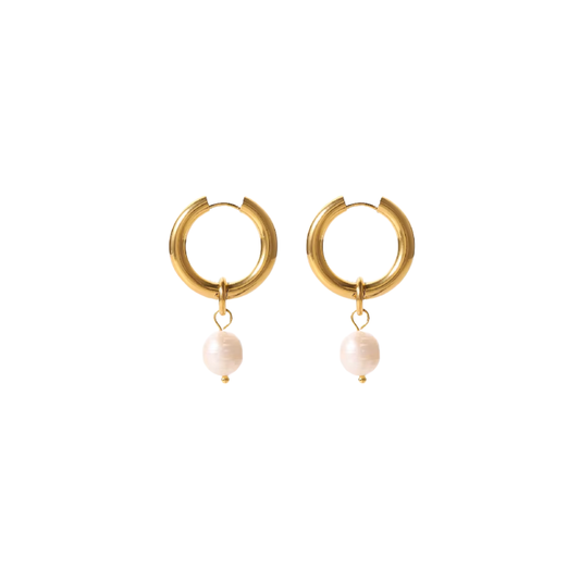GOLDEN HOOPS PEARL DROP