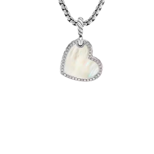 DAVID WHITE HEART SILVER NECKLACE