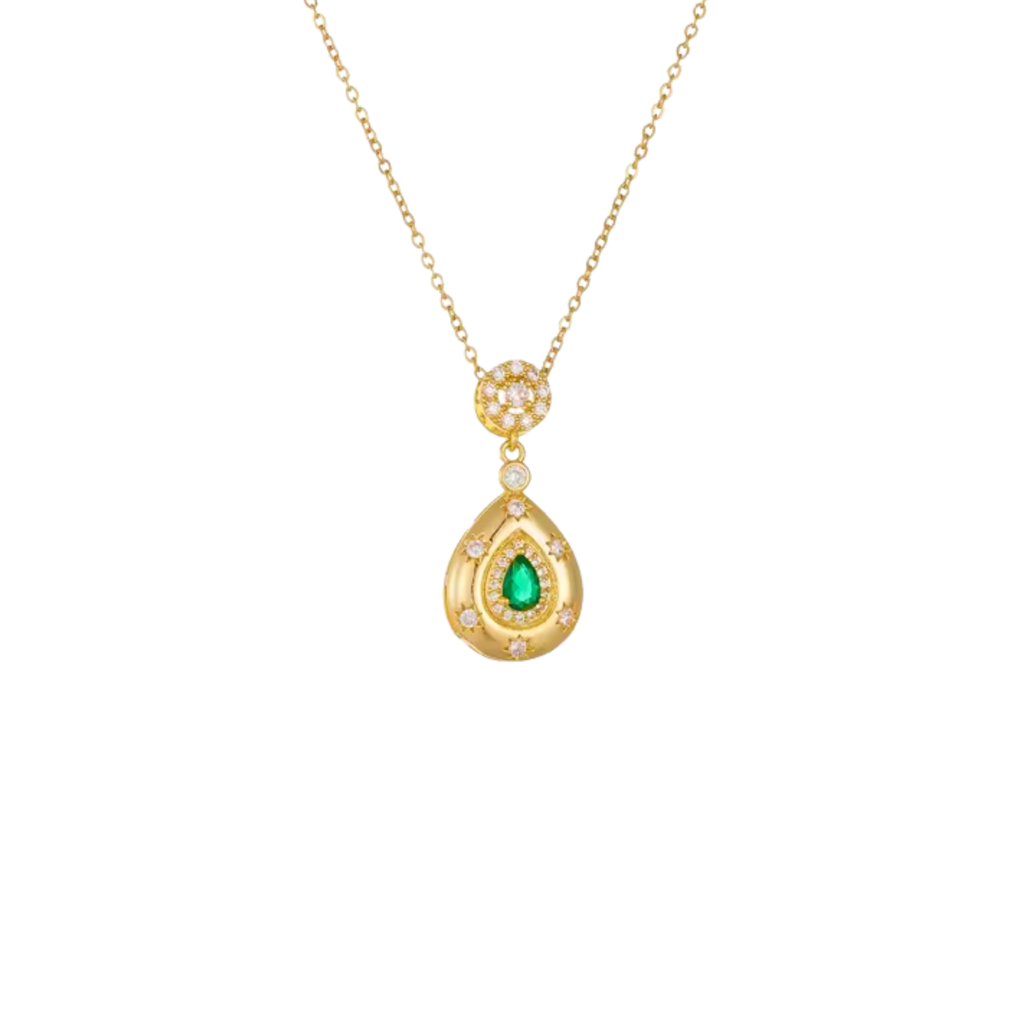 Golden Green Drop Necklace