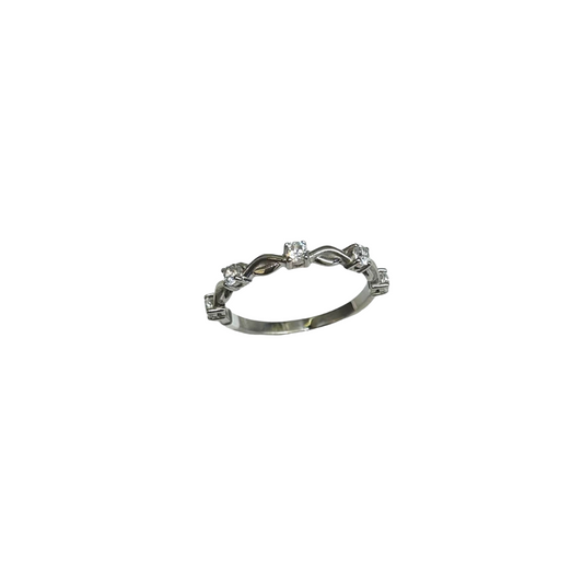 Anillo entrelazado con zirconia 10k