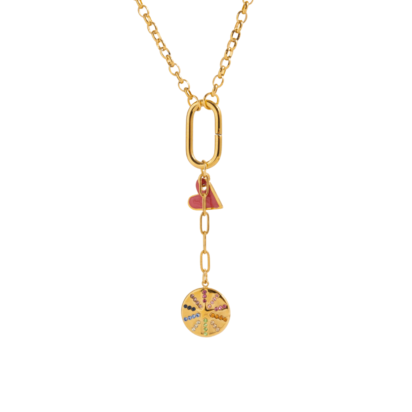 Rainbow Heart Golden Necklace
