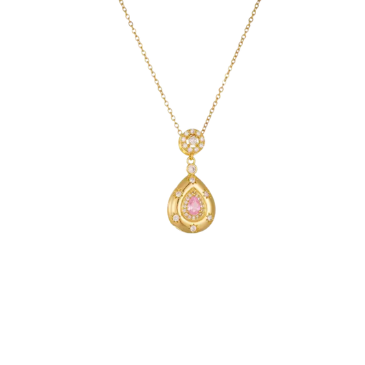Golden Pink Drop Necklace