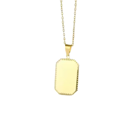Golden Plaid Engraved Necklace