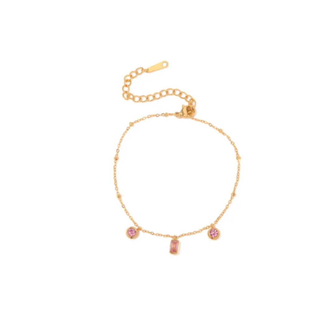 PINK CHARMS GOLDEN BRACELET