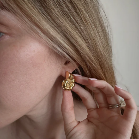 The Soleil Spark - Gold Sparkle Shell Earrings