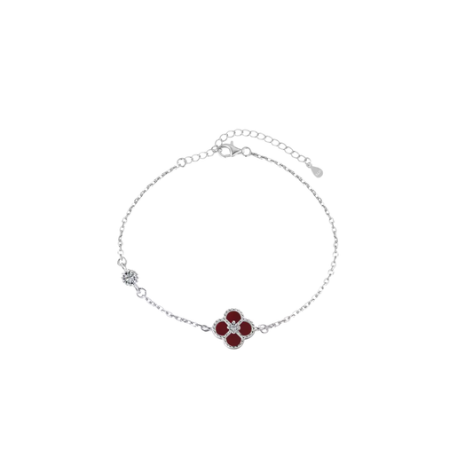 Red Clover Dot Silver Bracelet