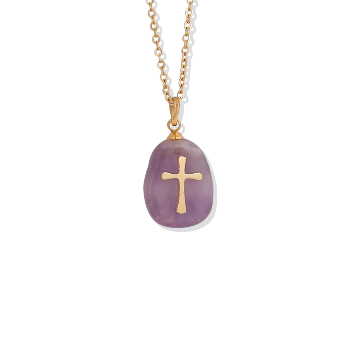 Purple Stone Cross Necklace