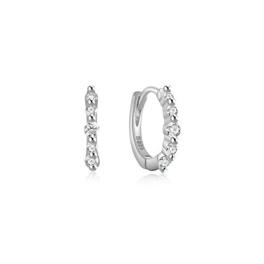 Spark Zirconia Silver Hoops