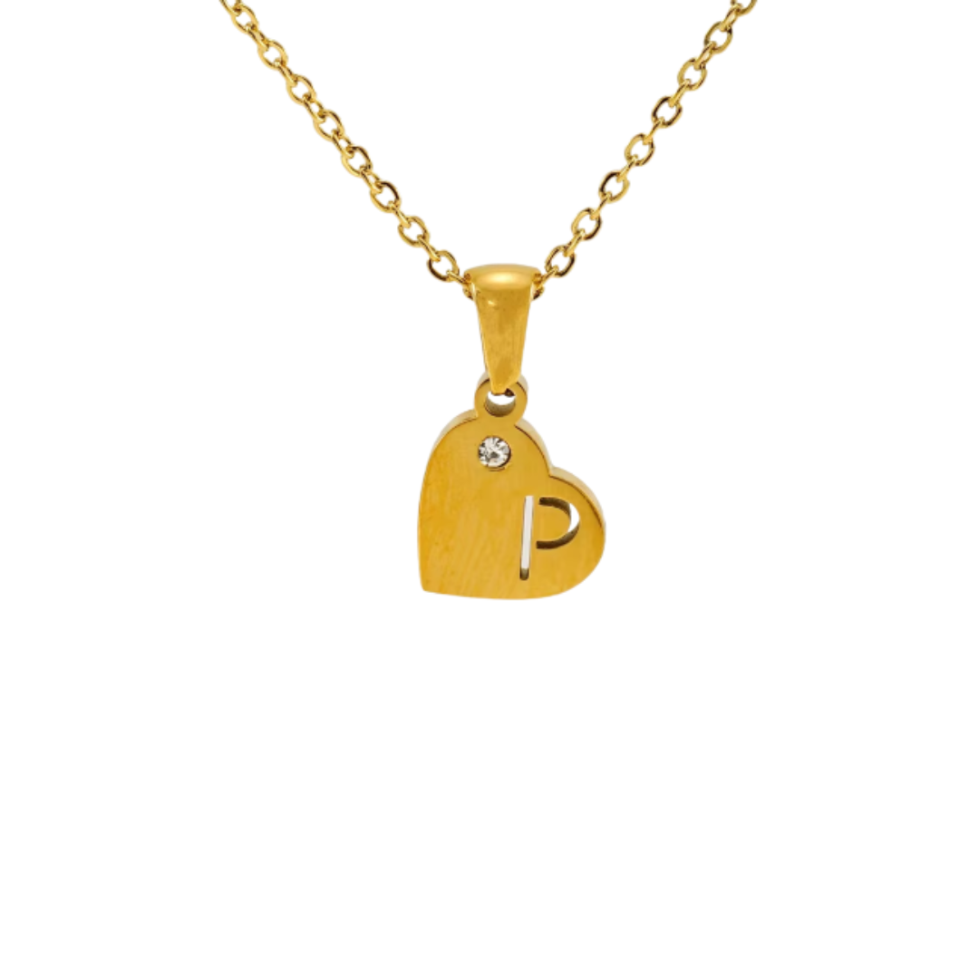 Initial heart golden necklace