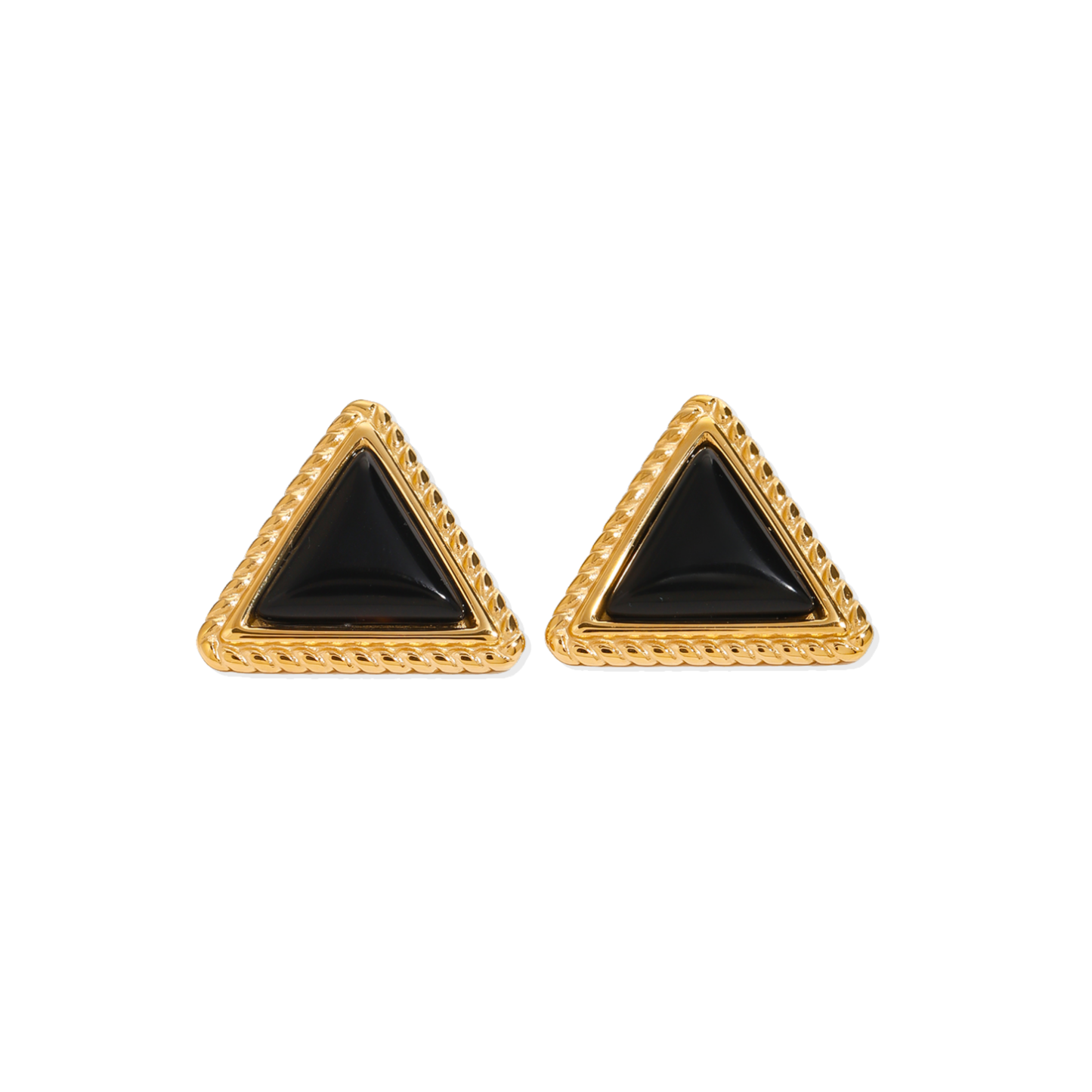 Black Triangle Golden Earrings