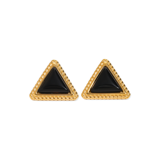 Black Triangle Golden Earrings