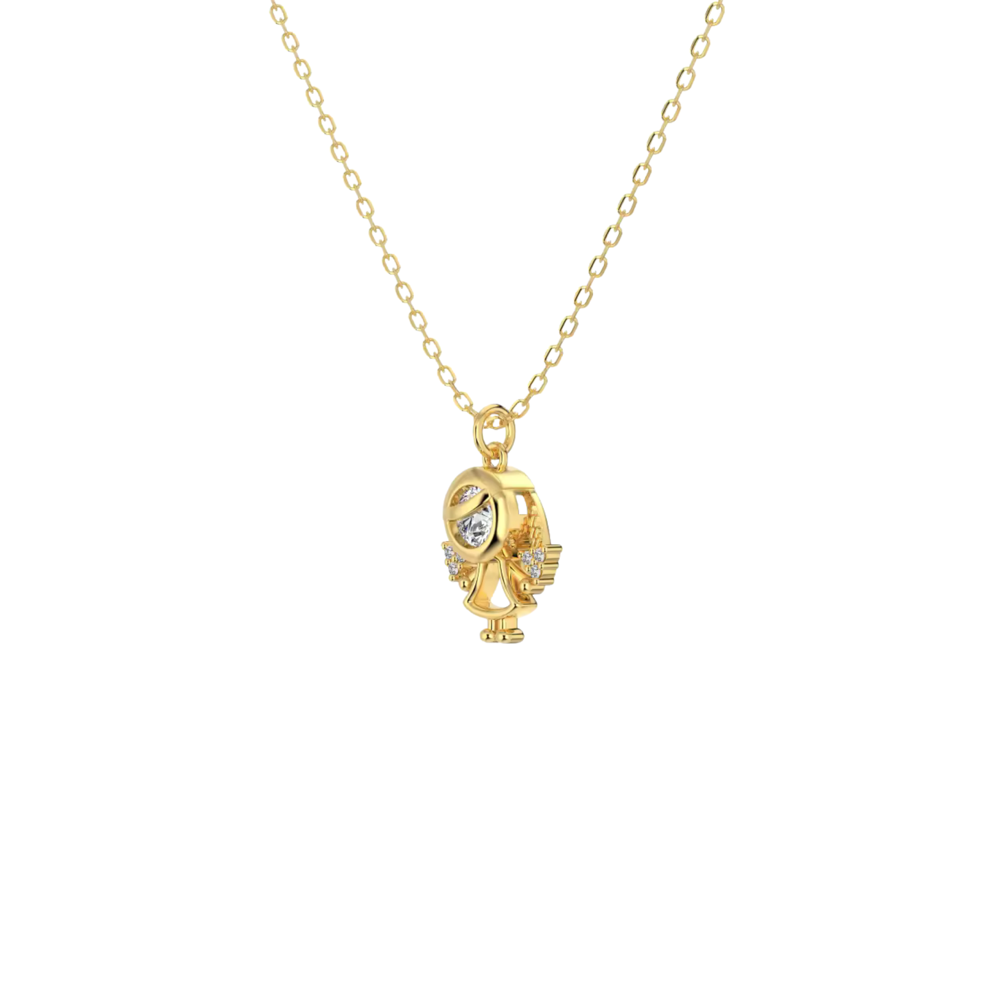 Outline Little Girl Spark Golden Necklace