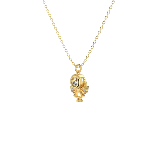 Outline Little Girl Spark Golden Necklace