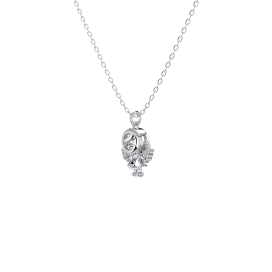 Outline Little Girl Spark Silver Necklace