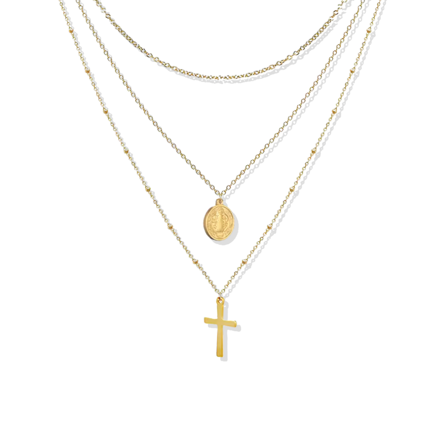 Saint Golden Triple Necklace