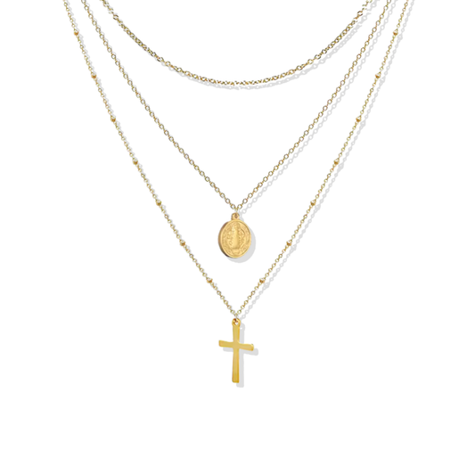 Saint Golden Triple Necklace